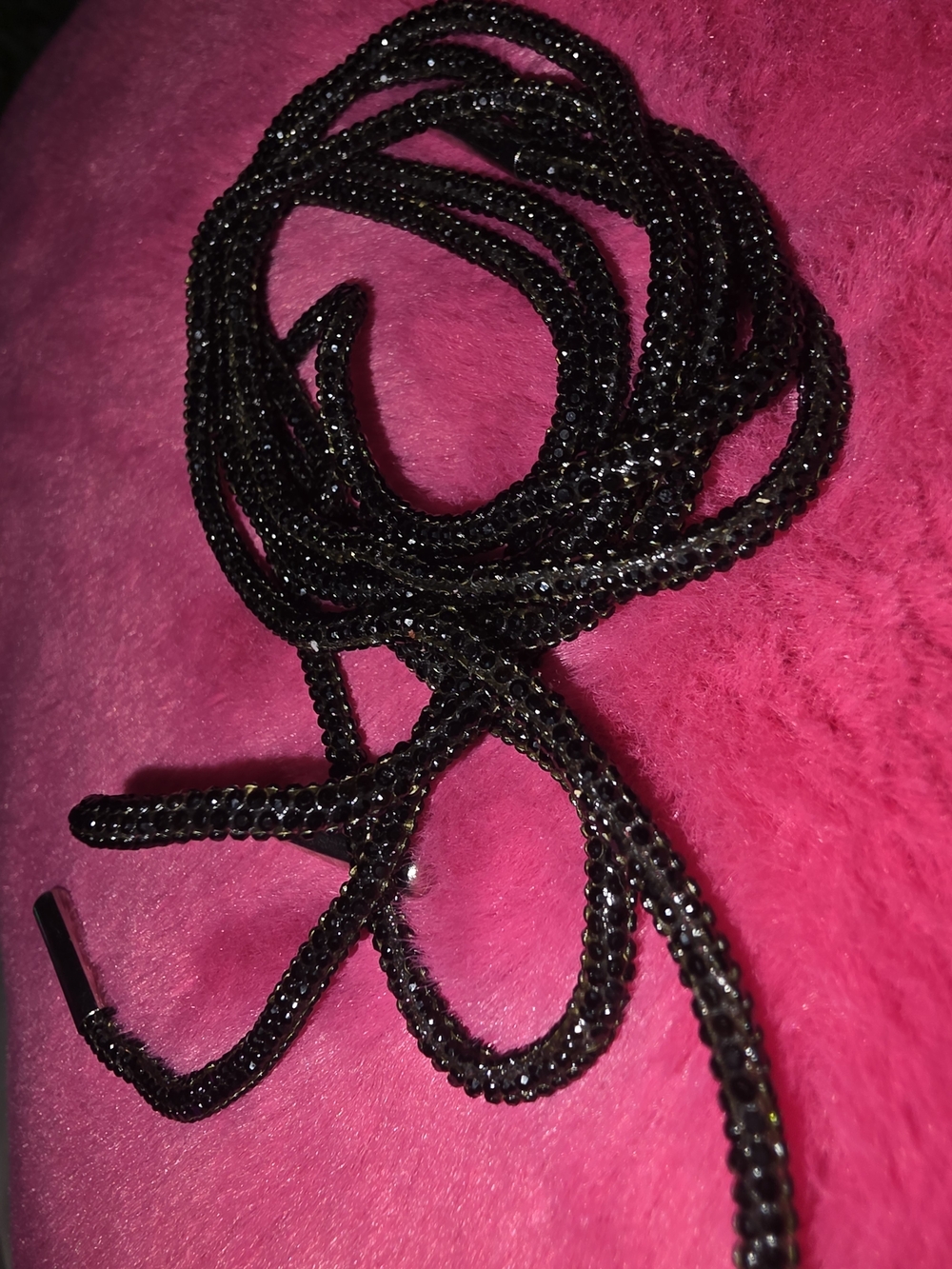 Black  rhinestone shoe laces 1pr